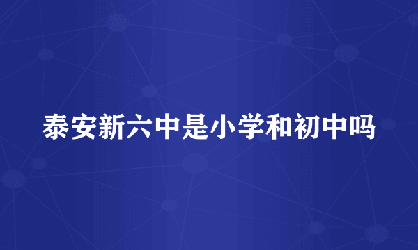 泰安新六中是小学和初中吗