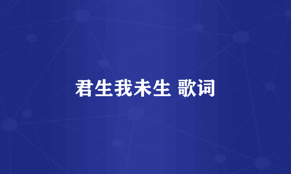 君生我未生 歌词