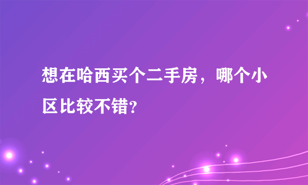 想在哈西买个二手房，哪个小区比较不错？