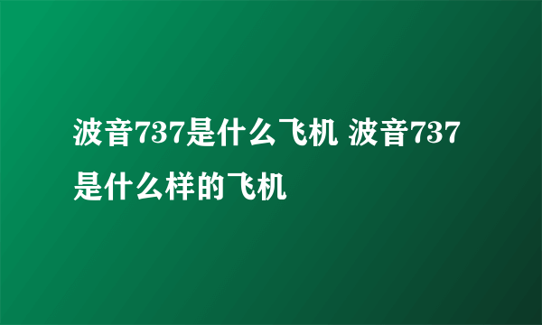 波音737是什么飞机 波音737是什么样的飞机