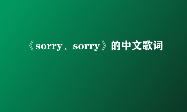 《sorry、sorry》的中文歌词