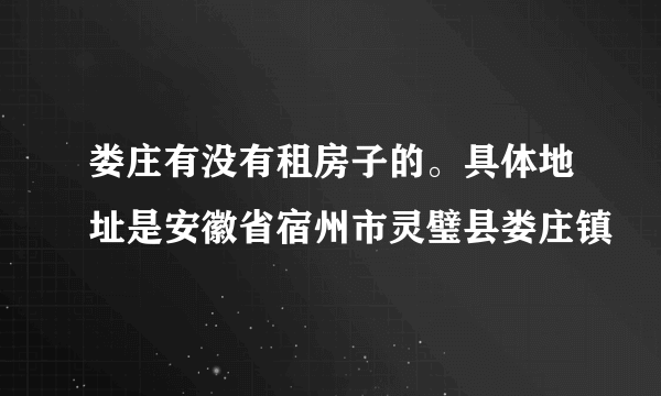 娄庄有没有租房子的。具体地址是安徽省宿州市灵璧县娄庄镇