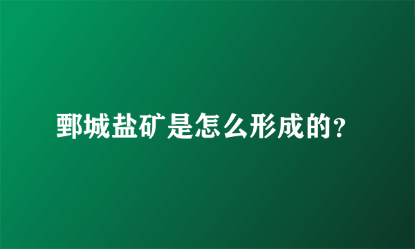 鄄城盐矿是怎么形成的？