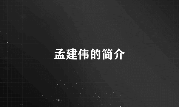 孟建伟的简介