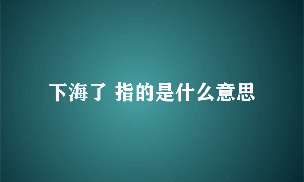 下海了 指的是什么意思