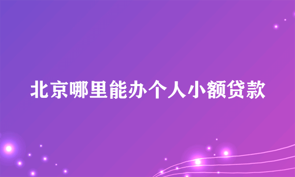 北京哪里能办个人小额贷款