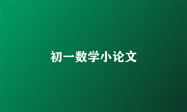 初一数学小论文
