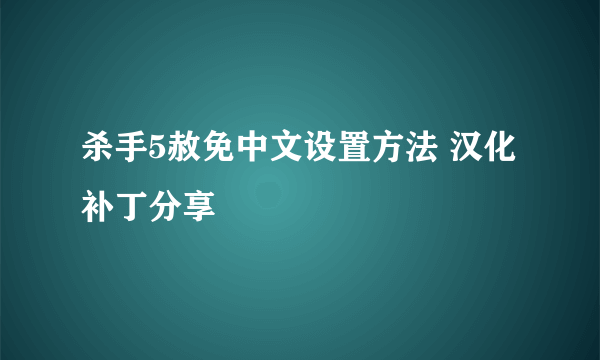 杀手5赦免中文设置方法 汉化补丁分享