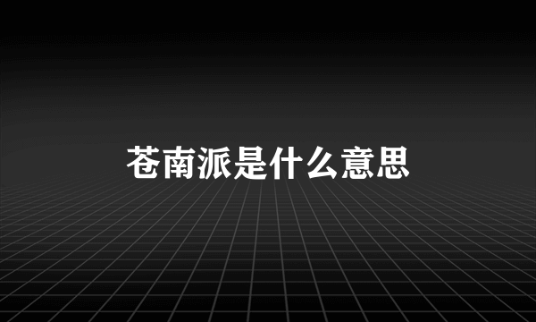 苍南派是什么意思