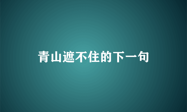 青山遮不住的下一句