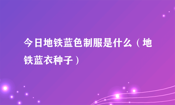 今日地铁蓝色制服是什么（地铁蓝衣种子）