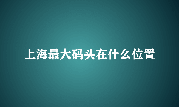 上海最大码头在什么位置