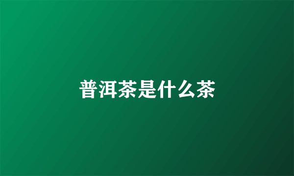 普洱茶是什么茶