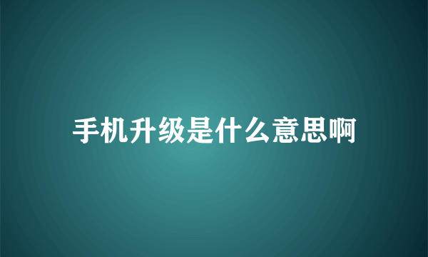 手机升级是什么意思啊