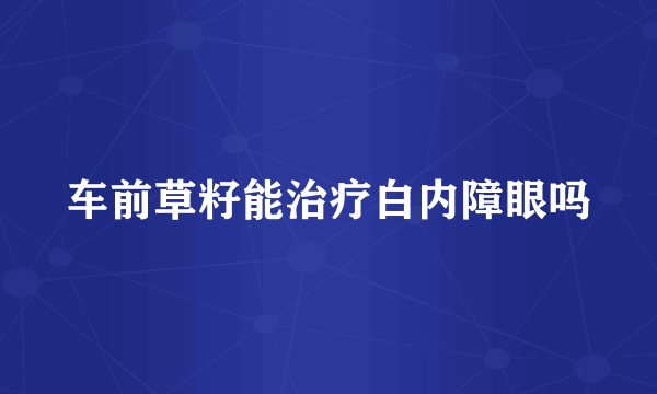 车前草籽能治疗白内障眼吗
