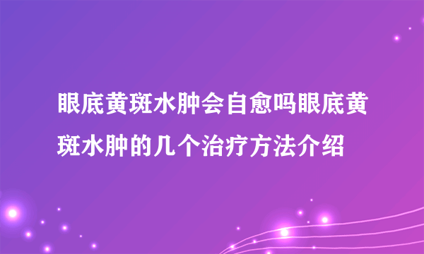 眼底黄斑水肿会自愈吗眼底黄斑水肿的几个治疗方法介绍