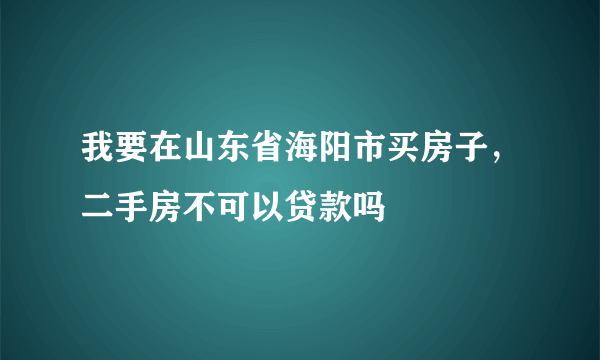 我要在山东省海阳市买房子，二手房不可以贷款吗
