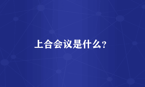 上合会议是什么？