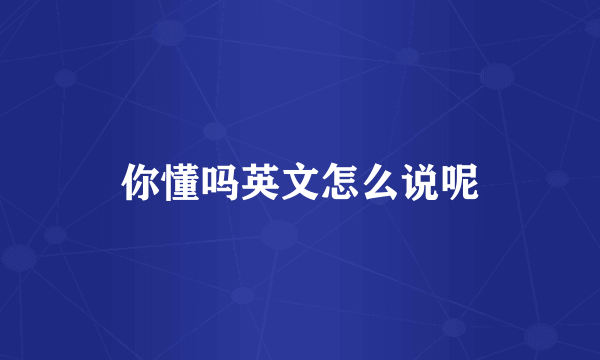 你懂吗英文怎么说呢