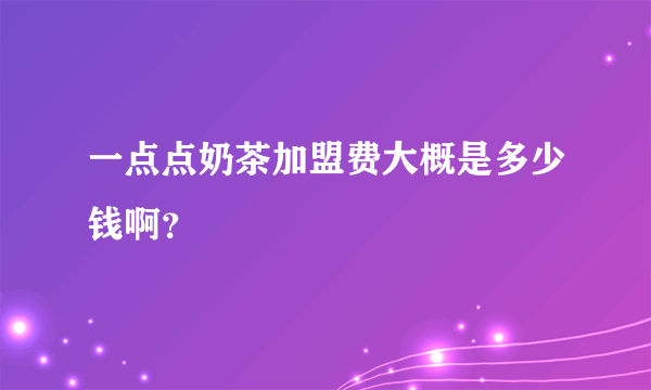 一点点奶茶加盟费大概是多少钱啊？