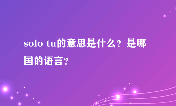 solo tu的意思是什么？是哪国的语言？