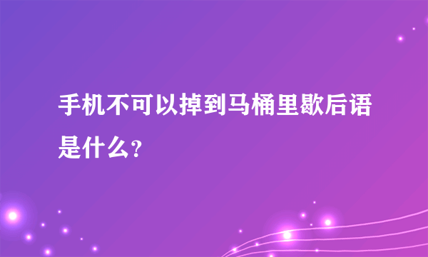 手机不可以掉到马桶里歇后语是什么？