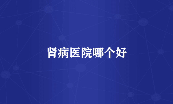 肾病医院哪个好