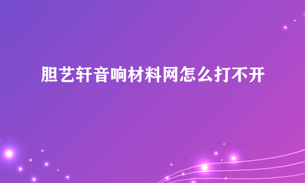 胆艺轩音响材料网怎么打不开