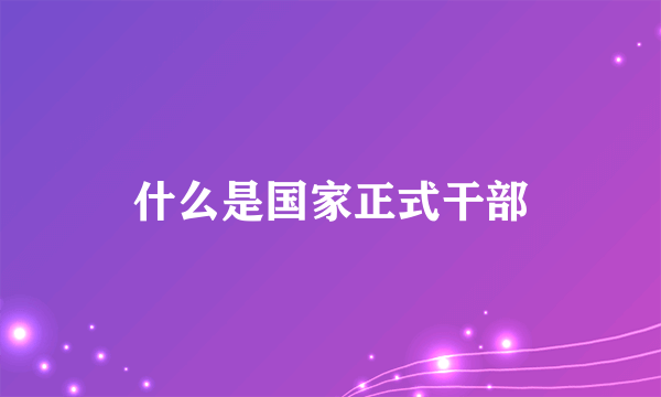 什么是国家正式干部