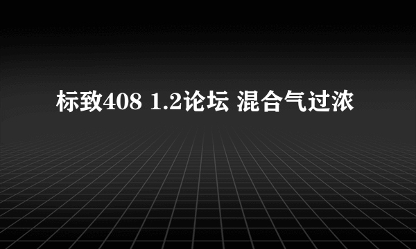 标致408 1.2论坛 混合气过浓