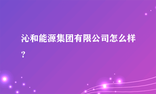 沁和能源集团有限公司怎么样？
