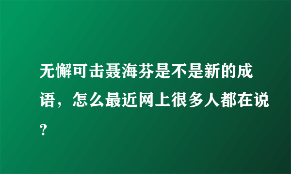 无懈可击聂海芬是不是新的成语，怎么最近网上很多人都在说？