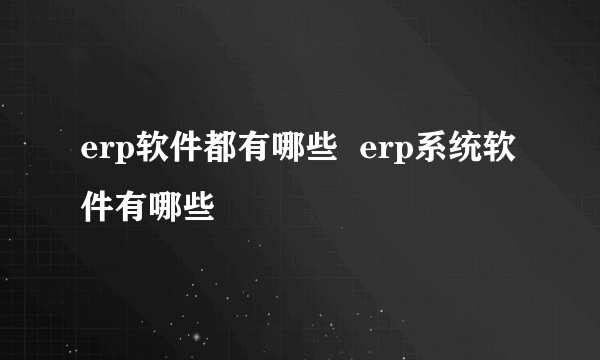 erp软件都有哪些  erp系统软件有哪些
