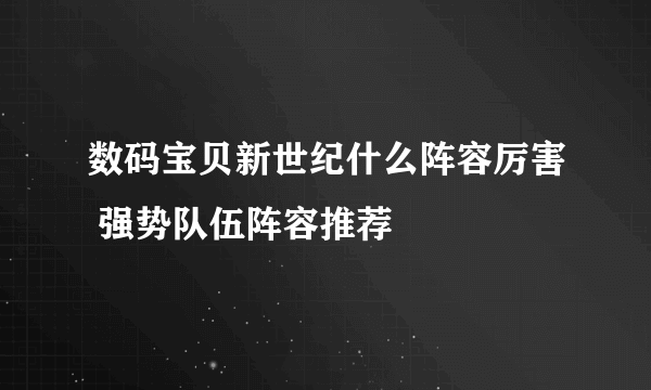 数码宝贝新世纪什么阵容厉害 强势队伍阵容推荐