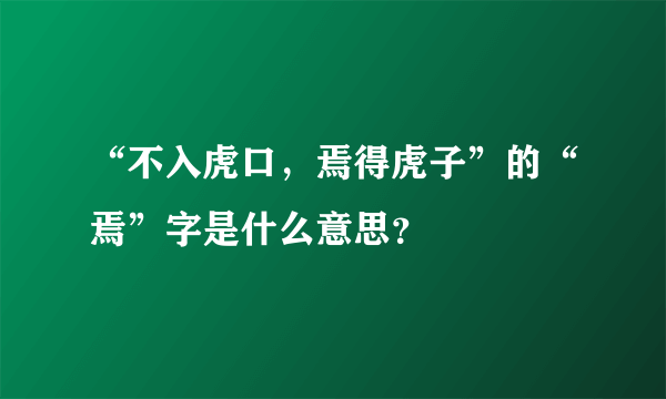 “不入虎口，焉得虎子”的“焉”字是什么意思？