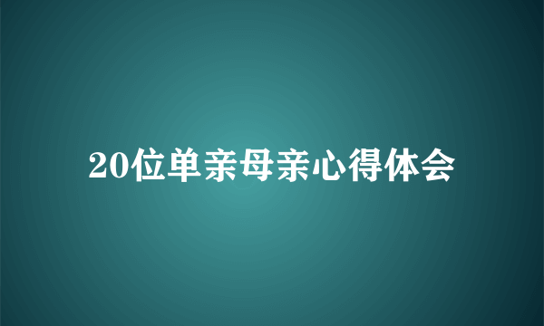 20位单亲母亲心得体会