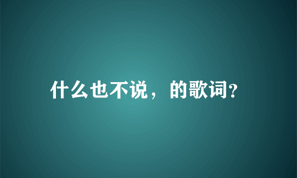 什么也不说，的歌词？