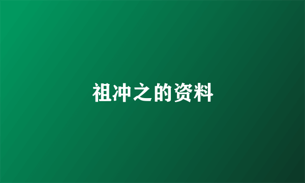 祖冲之的资料