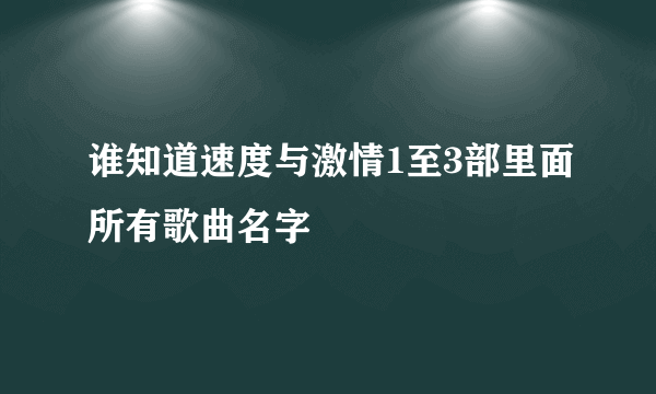 谁知道速度与激情1至3部里面所有歌曲名字