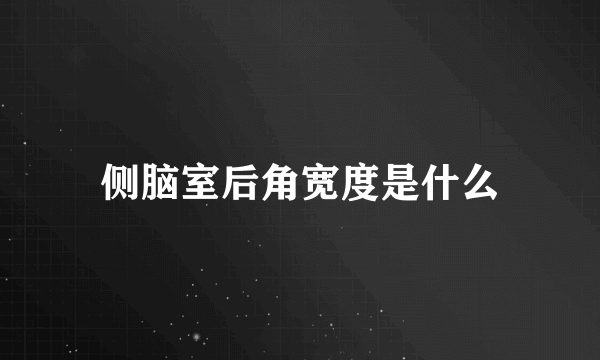 侧脑室后角宽度是什么