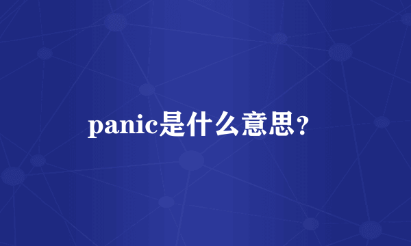 panic是什么意思？