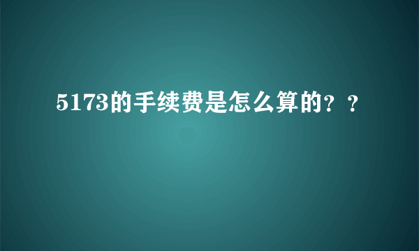 5173的手续费是怎么算的？？