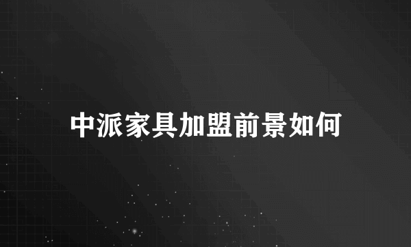 中派家具加盟前景如何