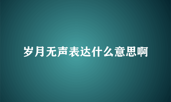 岁月无声表达什么意思啊
