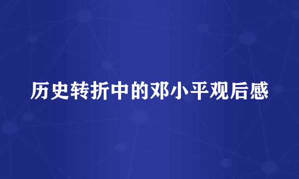 历史转折中的邓小平观后感