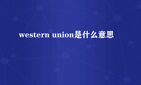 western union是什么意思