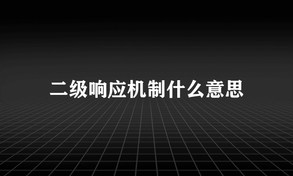 二级响应机制什么意思