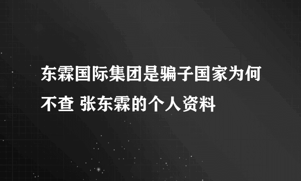 东霖国际集团是骗子国家为何不查 张东霖的个人资料