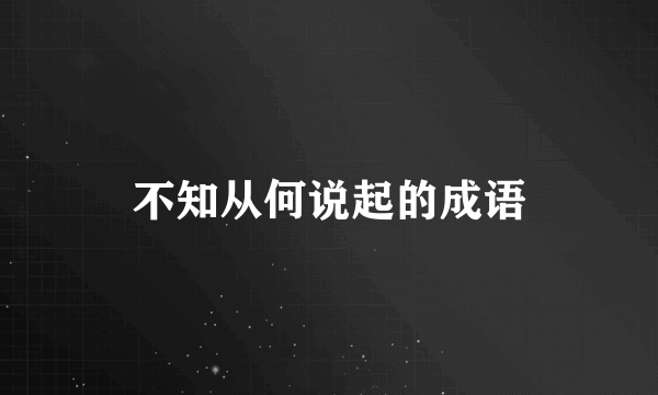 不知从何说起的成语