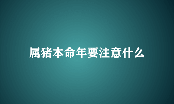 属猪本命年要注意什么